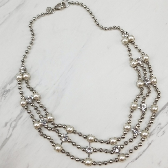 Banana Republic Jewelry - Banana Republic Silver Ball Chain Pearl Necklace